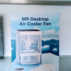 Personal Mini Portable Air Cooler with 3 Wind Speeds, Humidifier w/Timer, 7 Colors Night Light, 3 Speeds & 90° Oscillation, USB Powered