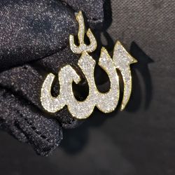 Allah Pendant Solid Real Gold And Real Natural Diamonds