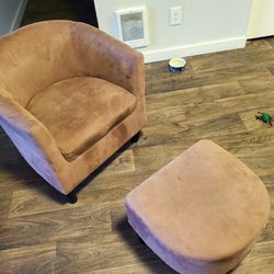 Small Brown Chair and Ottoman