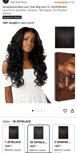 Sensationnel Bare Lace 13x6 Wig-Unit 15, 1B OFFBLACK Lace Front, Synthetic, Glueless, 180 Degree, Pre-Plucked Hairline