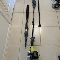 Ryobi Two Cycle Engine Extendable Saw And Hedger Attachments Gas 