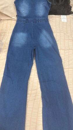 Blue Denim Wide-Leg Jumpsuit