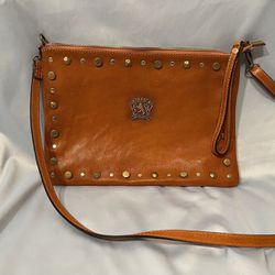 Pratesi | Firenze Clutch Studded | Res Tan Cognac Leather |Crossbody | Bag Italy