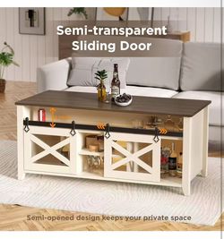 New in box fit a car Farmhouse livingroom table/Coffee Table with Storage,home staging