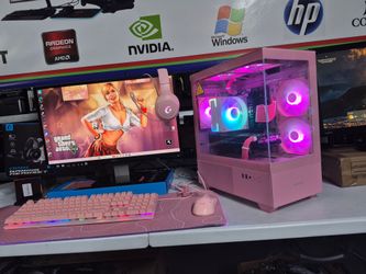 Pink Custom RGB Gaming PC Desktop Bundle Deal everything included +75GAMES