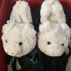 Large Pink Pig Slippers