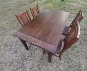 Solid Wood Dining Table with 4 Chairs