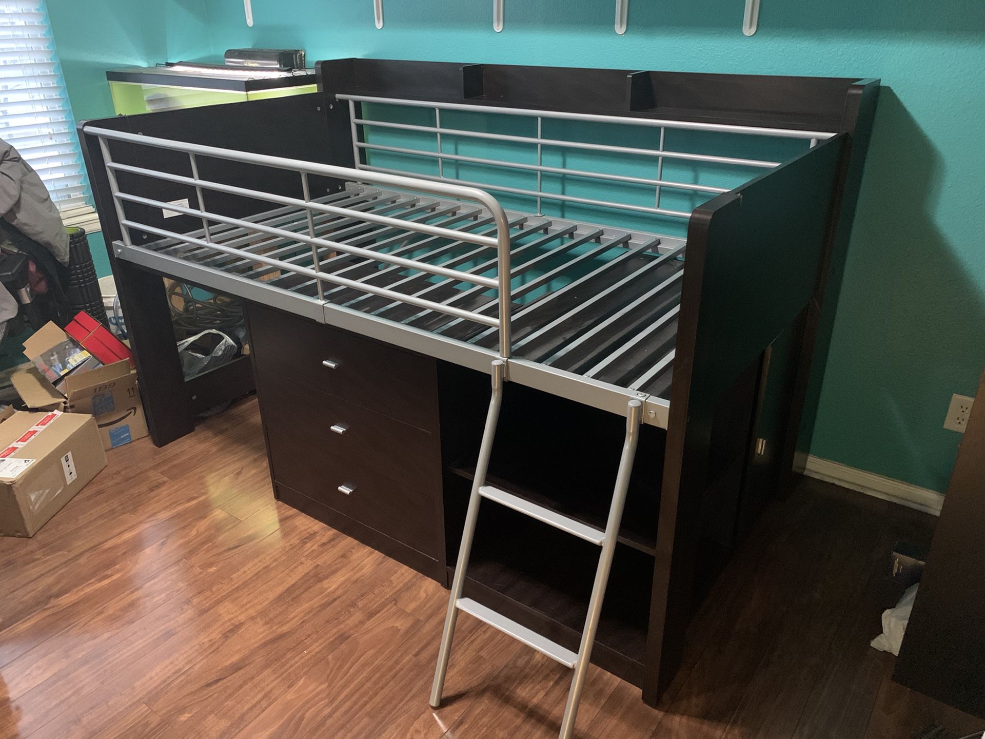 Twin bed with built in storage
