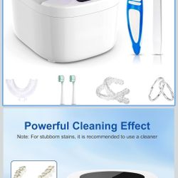45kHz Ultrasonic Denture & Retainer Cleaner Machine - Professional Multi-Use Cleaner for Dentures, Retainers, Mouthguards, Jewelry, Small Tools | Heav