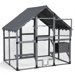72"L Wooden Outdoor Cat Enclosure