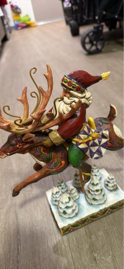 Jim Shore Santa Riding Reindeer Figurine
