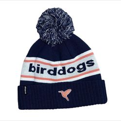 BIRDDOGS One Size Navy Blue White Stripe Spellout Beanie Winter Hat OS  