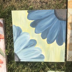 Pretty Blue Flowers Canvas Art 20”x20”