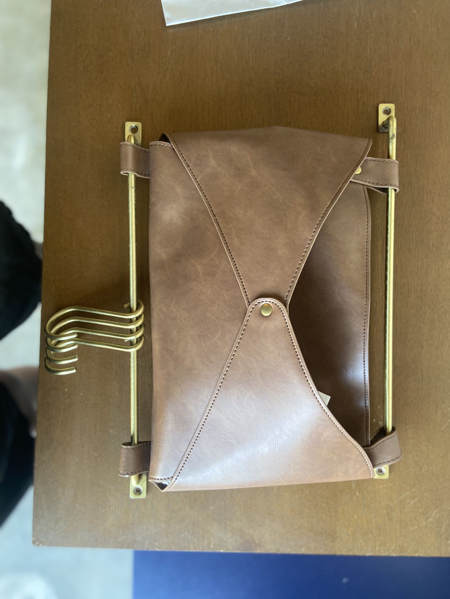 Leather & Gold Mail And Key Holder