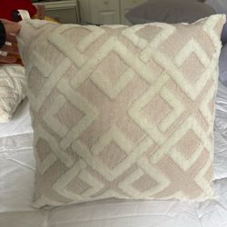 HAMUR Cream Beige Textured Throw Pillows – Set of 3