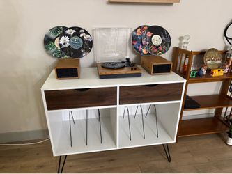 BUNDLE DEAL: Record Stand + Record Player w/ Speakers