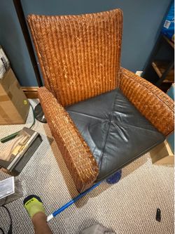 Rattan/leather chair.