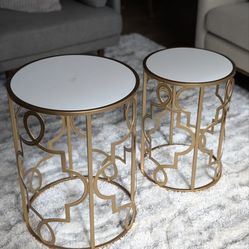 Gold and White nesting end side tables