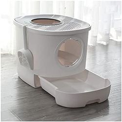 Cat Litter Tray Semi-Closed Drawer Type Cat Litter Box Double Entrance Deodorizing Cat Toilet Large Size with Spoon Pet Toilet Pet Toilet (Color : B