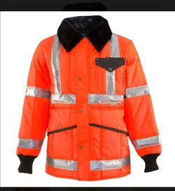 RefrigiWear Iron-Tuff High-Vis Insulated Parka Jacket | Large Tall Orange 0342RT ANSI Class 2 USA - Like New