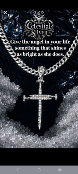 925 Italy Silver Moissanite Nail Cross Necklace