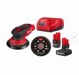 Milwaukee M12 FUEL 12-Volt Li-Ion Brushless Cordless 6 in. Random Orbital Sander Kit (3/16 in) w M12 XC 5.0Ah & CP 2.5Ah Batteries