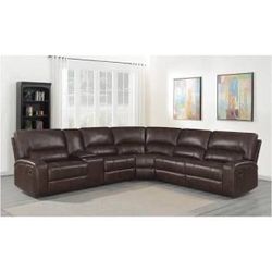 Brand New Brown Reclining Sectional Sofa. 