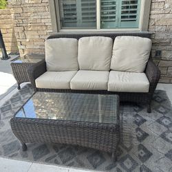 Outdoor Couch And Coffee Table With Glass Top