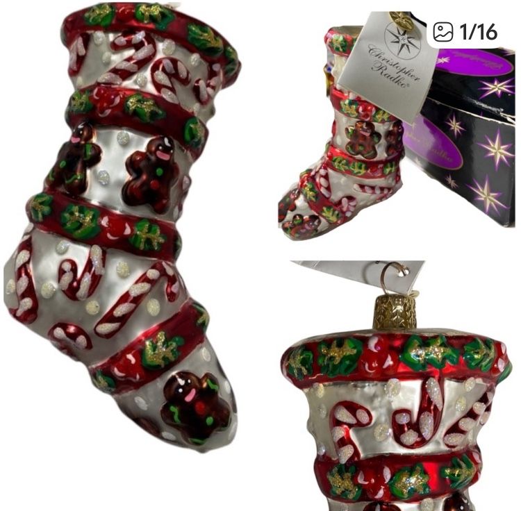Christopher Radko Vintage “Cookies N Canes Stocking" Christmas Ornament