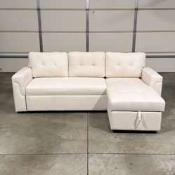 New Light Beige Sofa Bed Sectional / Couch with Chaise (Can Deliver)