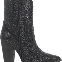 Dingo Black Neon Moon Women's 8 inch Almond Toe Western Boots DI567-BLACK