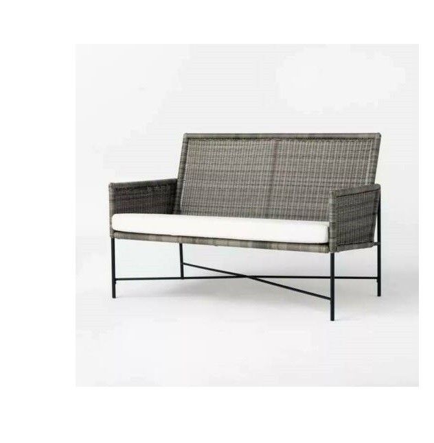 Wicker & Metal X Frame Patio Loveseat - Gray - Thresholdâ„¢ designed with Studio M