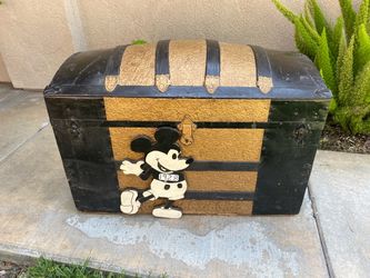 Selling A Big Vintage Chest still in good condition considering the age and use has tray, “” “”better repairs was made to the one hing””