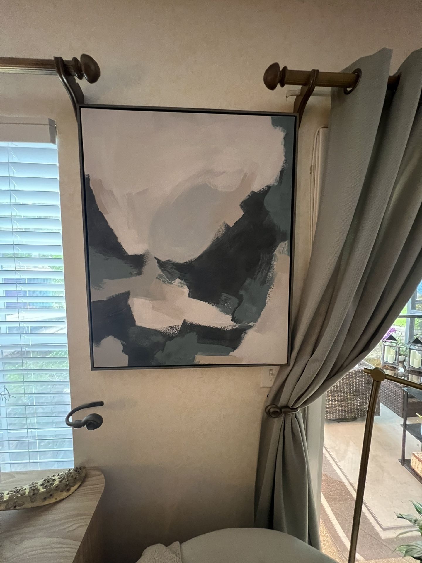 Brushed Abstract Blue and Beige" and is by artist June Erica Vess
