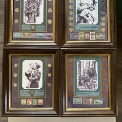 Peace At Last ~ The Early Years ~ The Road To Victory ~ Gathering Storm Coin Set All four pieces are Vintage Framed and measure: 10" x 12" × 11/4" The