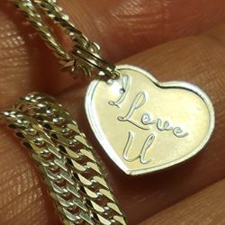 999 Fine Silver Heart " I LOVE YOU " PENDANT - NEW - 1G - SILVER - 25mm. Pendant Only 