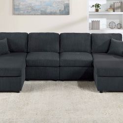 Black Corduroy Sectional Sofa