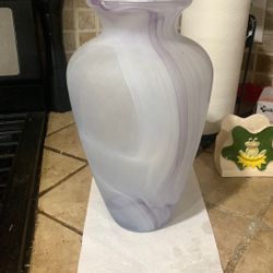 Purple 12 1/2 “ T satin Finish Glass Vase 4.75” D Unmarked 