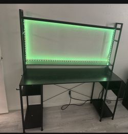Computer desk with LED light