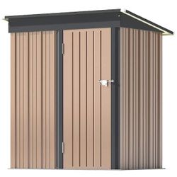 5 ft. W x 3 ft. D Outdoor Storage Brown Metal Shed with Sloping Roof and Lockable Door (14.5 sq. ft.) $90