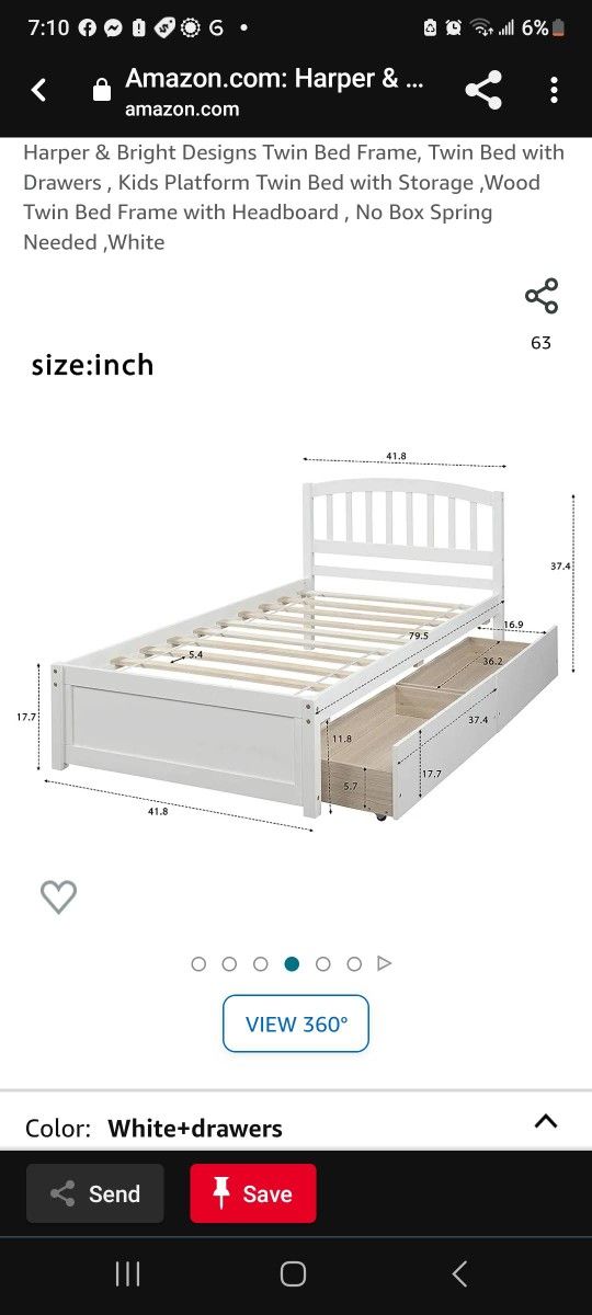 Twin Bed Frame w. Drawers