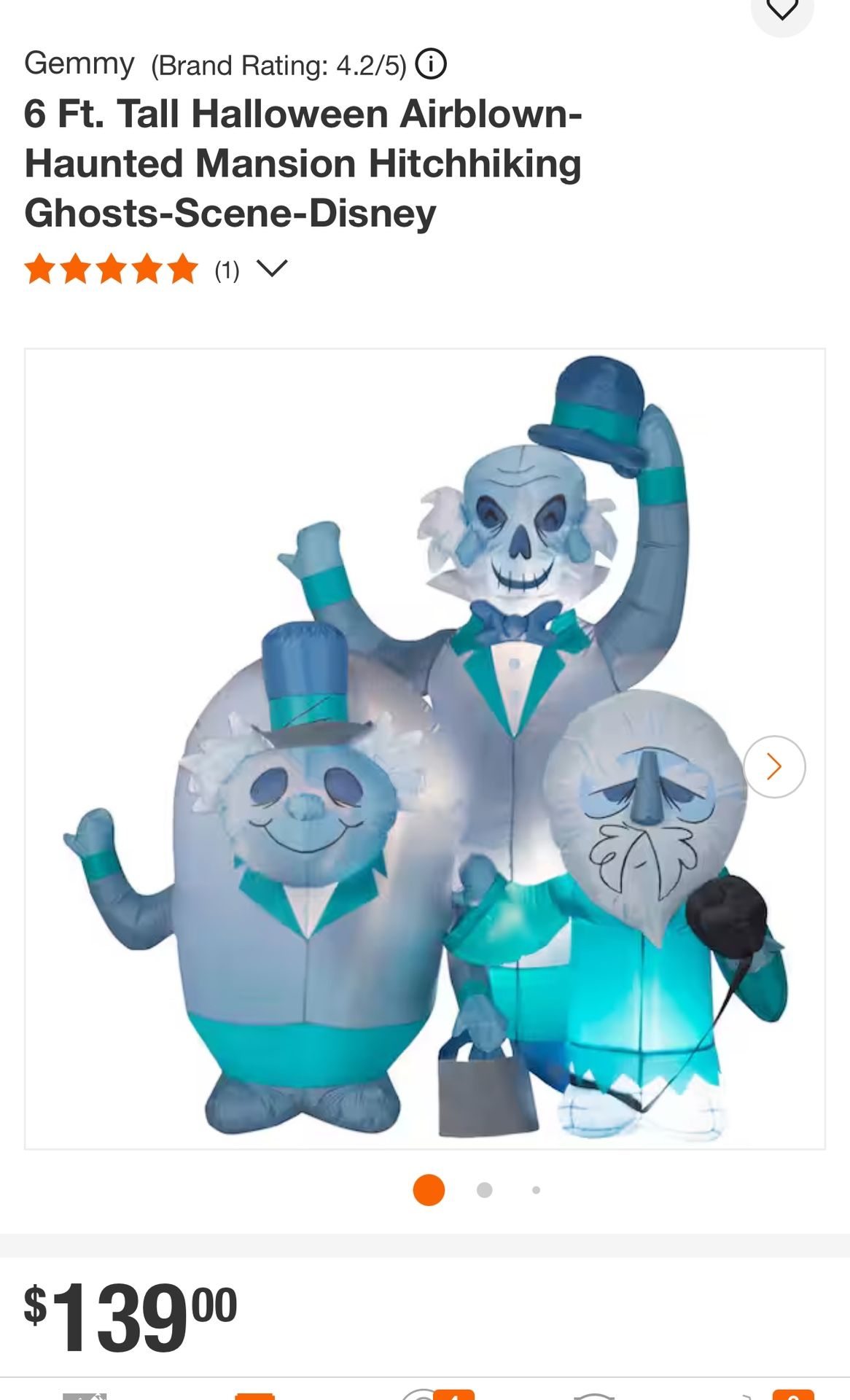 Gemmy (Brand Rating: 4.2/5) 6 Ft. Tall Halloween Airblown-Haunted Mansion Hitchhiking Ghosts-Scene-Disney