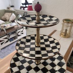 MacKenzie-Childs Courtly Check Enamel 3-Tier Sweet Stand