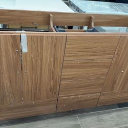 🔥 60” Double Sink Vanity – Rosewood Finish – Free Standing – Open Box! 🔥