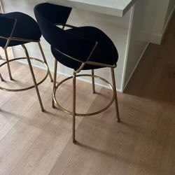 (2) Bar Stools Black/gold