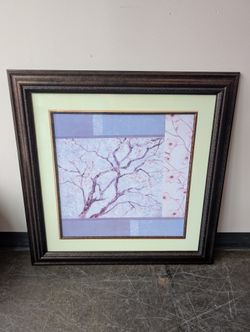 Decorative Framed Cherry Blossom Tree Wall Art with Dual Matting