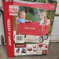 Brand New Never Opened Radio Flyer 3 in 1 Compact EZ Fold Baby Kid Wagon Bench Stroller Cart With Canopy Shade