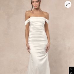 White Silk Wedding Dress - XL