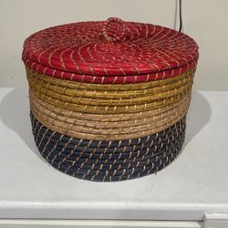 Multicolored Straw Basket 