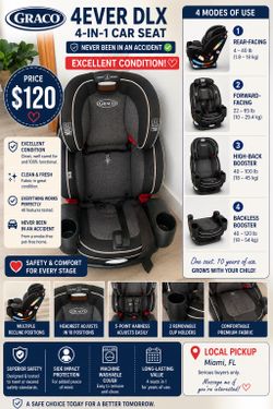🇺🇸 Graco 4Ever DLX 4-in-1 Car Seat — Excellent Condition —